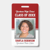 Badge de photo d'identité rouge et blanc de réunio (Avant)