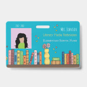 Badge de photo d'identité sarcelle de bibliothécai (Avant)
