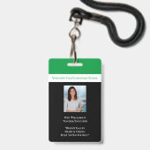 Badge de photo d'identité vert pour le personnel d (Avant avec lanière)