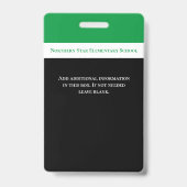 Badge de photo d'identité vert pour le personnel d (Arrière)