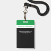 Badge de photo d'identité vert pour le personnel d (Arrière avec lanière)