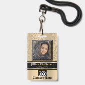 Badge de photo et de logo or et noir (Avant avec lanière)