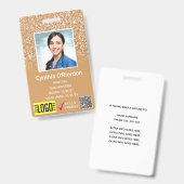 Badge de photo ID médical avec QR code et code-bar (Avant & arrière)