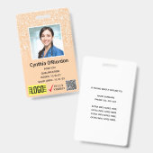 Badge de Photo ID QR Code Barres Technicien Paille (Avant & arrière)