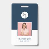 Badge de photo personnalisé, code-barres, logo, ba (Avant)