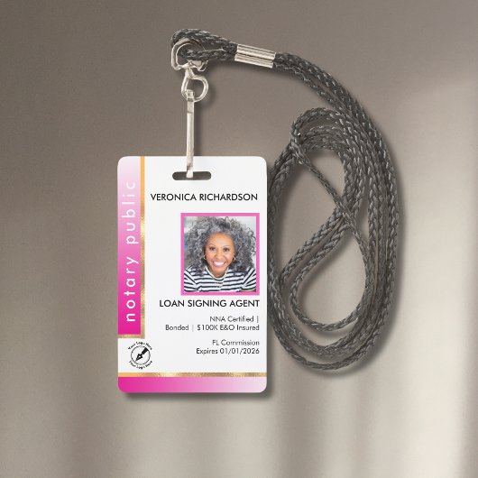Badge de photo professionnelle en rose vif