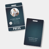 Badge de photographe de presse (Avant & arrière)