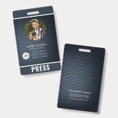 Badge de photographe de presse (Avant & arrière)