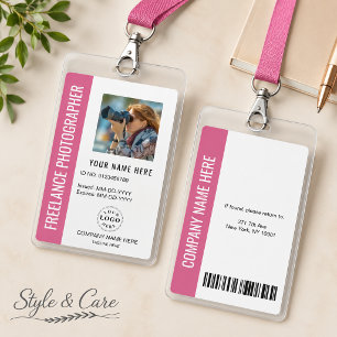 Badge de photographe indépendant en fuchsia vif