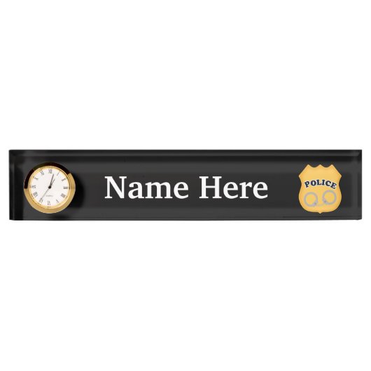 badge de police et menottes ajouter le nom plaque (Devant)