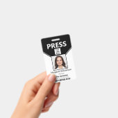 Badge de presse avec logo, photo et code-barres (Manuel / portable)