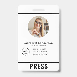 Badge de presse de photographe professionnel
