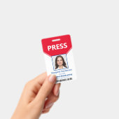 Badge de presse éditorial avec photo et code-barre (Manuel / portable)