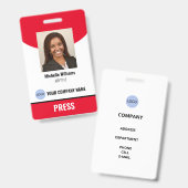 Badge de presse PHOTO (Recto et verso)