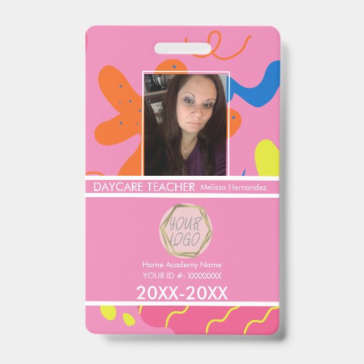 Badge de professeur d'école maternelle amusant (Avant)