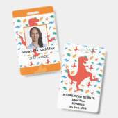 Badge de professeur d'enseignant de dinosaure (Avant & arrière)