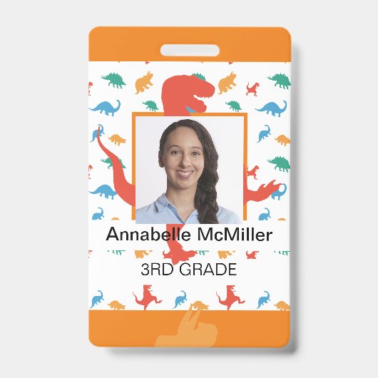 Badge de professeur d'enseignant de dinosaure (Avant)