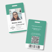 Badge de QR code de photo d'identité de l'employé (Avant & arrière)
