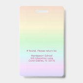 Badge de salle de bain arc-en-ciel pastel pour ens (Arrière)