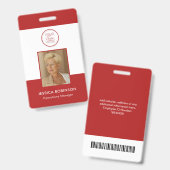 Badge de sécurité avec logo et photo d'employé rou (Avant & arrière)
