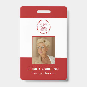 Badge de sécurité avec logo et photo d'employé rou