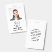 Badge de sécurité avec photo de l'employé et ID de (Avant & arrière)