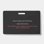 badge de sécurité badge d'entreprise badge VIP ! (Arrière)