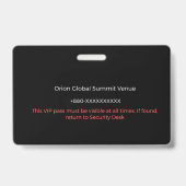 badge de sécurité badge d'entreprise badge VIP ! (Arrière)