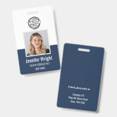 Badge de sécurité de l'entreprise avec photo d'ide (Avant & arrière)