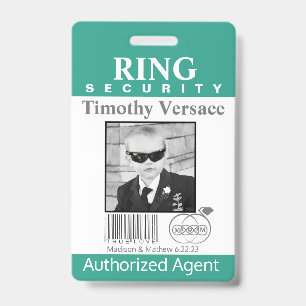 Badge de sécurité de porteur de bague vert émeraud