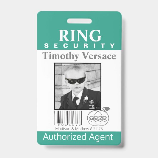 Badge de sécurité de porteur de bague vert émeraud (Avant)