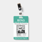 Badge de sécurité de porteur de bague vert émeraud (Avant avec clip)