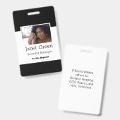 Badge de sécurité d'entreprise avec photo d'employ (Avant & arrière)