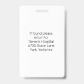 Badge de sécurité d'entreprise avec photo d'employ (Arrière)