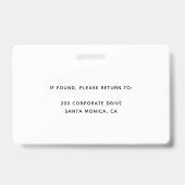 Badge de sécurité d'entreprise de carte d'identité (Arrière)