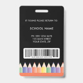 Badge de sécurité enseignant avec code-barres et p (Arrière)