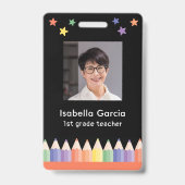 Badge de sécurité enseignant avec code-barres et p (Avant)