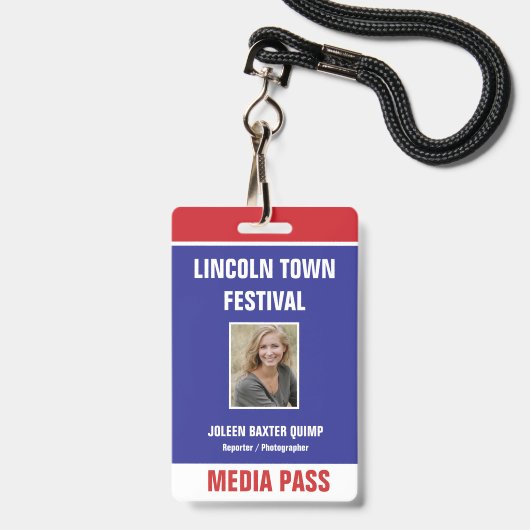 Badge de sécurité média avec code QR pour événemen (Avant avec lanière)