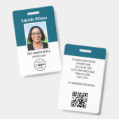 Badge de sécurité moderne sarcelle pour photo d'id (Avant & arrière)
