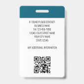 Badge de sécurité moderne sarcelle pour photo d'id (Arrière)