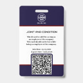 Badge de sécurité noir avec photo et code QR (Arrière)