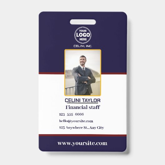 Badge de sécurité noir avec photo et code QR (Avant)