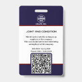 Badge de sécurité noir avec photo et code QR (Arrière)