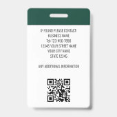 Badge de sécurité vert moderne pour photo d'identi (Arrière)