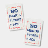 Badge de signalisation 'Pas de prospectus, de menu (Avant & arrière)