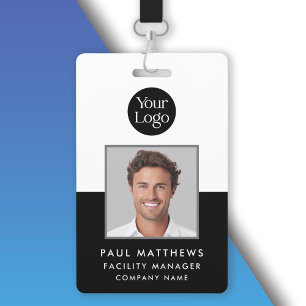 Badge de société avec photo d'employé noir