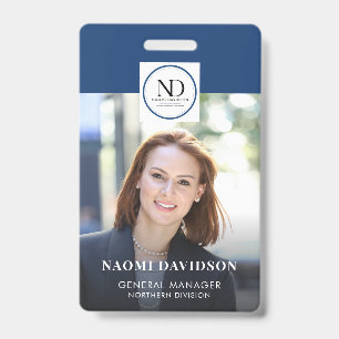 Badge de société de photo d'employé bleu