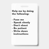 Badge de soutien aux malentendants (Arrière)