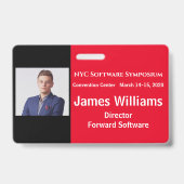 Badge de symposium horizontal rouge, blanc, noir (Arrière)