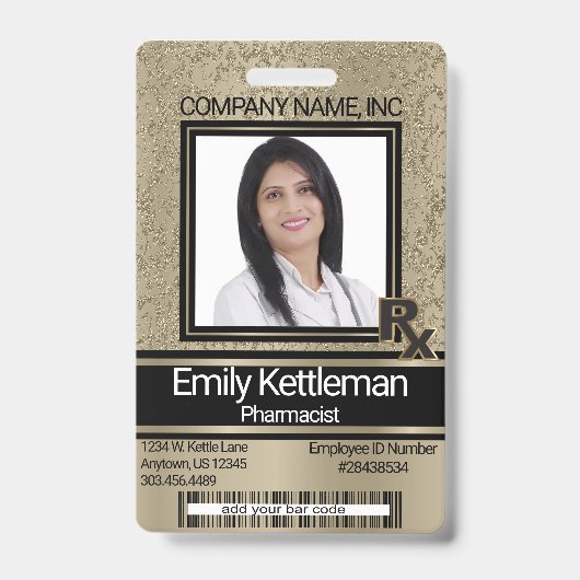 Badge de technicien en pharmacie - Or (Avant)